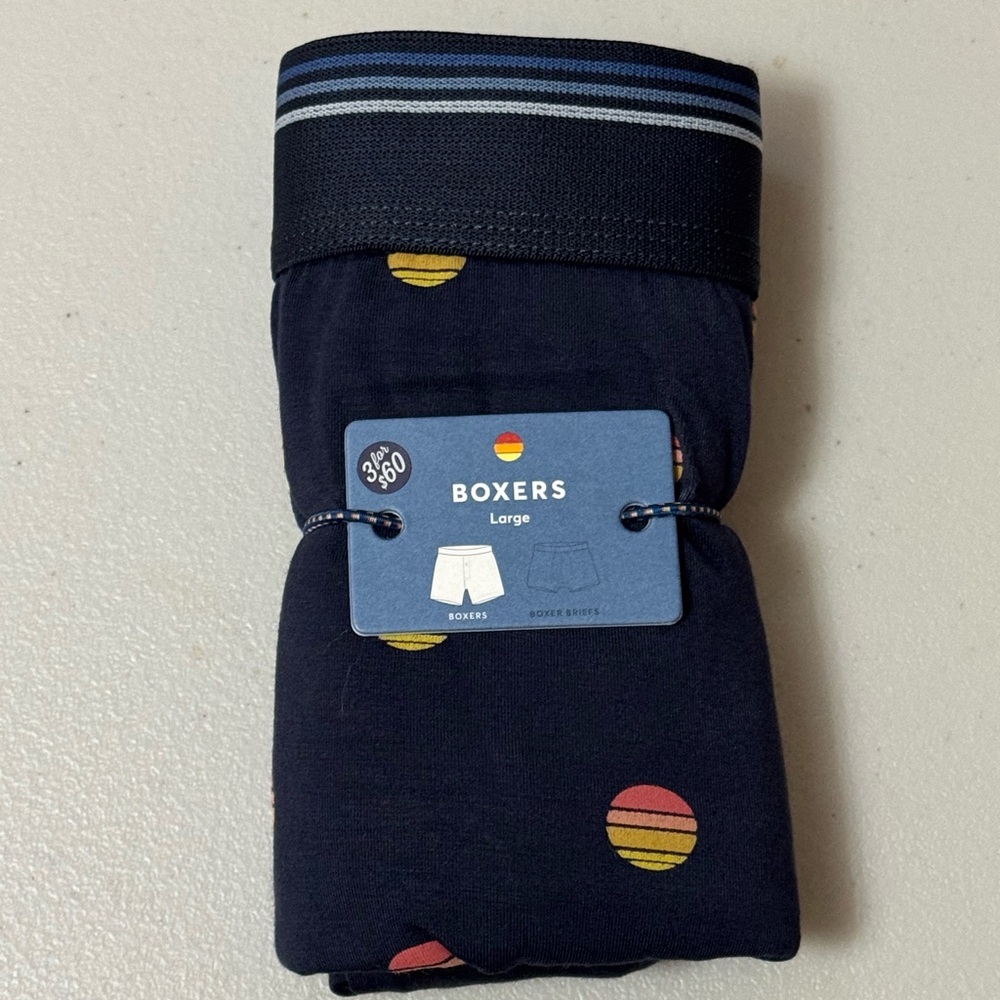 BOXER Button navy blue w/"sunset circles" by Marine Layer